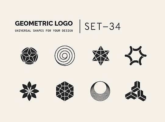 EPS 해외이미지 문양 디자인 선 일러스트 추상 사람없음 세트 원형 삼각형 심볼 라인아트 심플 육각형 별모형 지오메트릭 해외202004 해외일러스트 도형 별 무늬 모형 파일형식 벡터 이미지허브