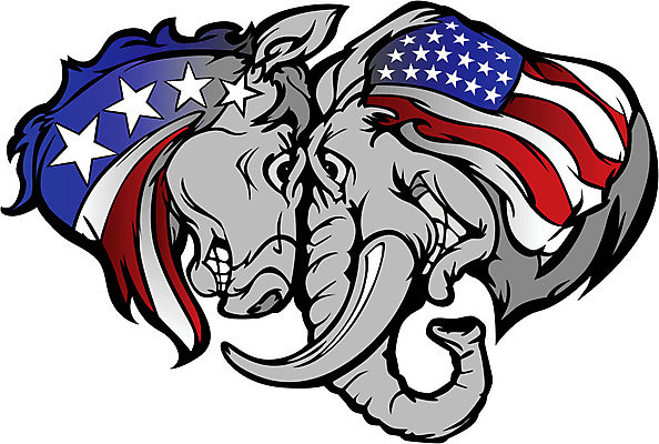 EPS 해외이미지 동물 디자인 얼굴 일러스트 코끼리 그래픽 머리 만화 투표 선거 민주주의 당나귀 공화국 마스코트 정치 해외202004 해외일러스트 나라 포유류 신체부위 말_동물 파일형식 벡터 이미지허브