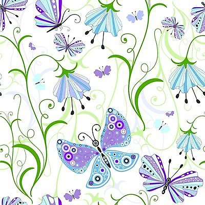 EPS 해외이미지 문양 줄기 하늘색 나비 잎 패턴 일러스트 사람없음 화려 흰배경 해외일러스트 식물 곤충 백그라운드 컨셉 무늬 파란색 흰색 파일형식 벡터 이미지허브