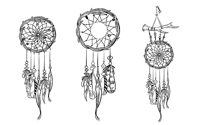 EPS 해외이미지 전통 일러스트 사람없음 장식 꿈 구슬 깃털 부적 드림캐쳐 해외202004 해외일러스트 파일형식 벡터 이미지허브