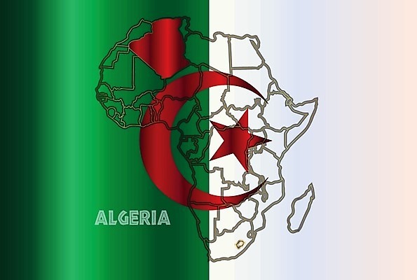 EPS 해외이미지 지도 일러스트 아프리카 미술 그래픽 빨간색 검은색 흰색 깃발 그림 윤곽 고립 알제리 지리 해외202004 해외일러스트 나라 컬러 문화예술 파일형식 벡터 이미지허브