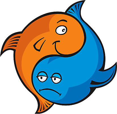 EPS 해외이미지 클립아트 오렌지 일러스트 어류 파란색 만화 심볼 점성술 물고기자리 해외202004 해외일러스트 컬러 과일 수중동물 별자리 파일형식 벡터 이미지허브