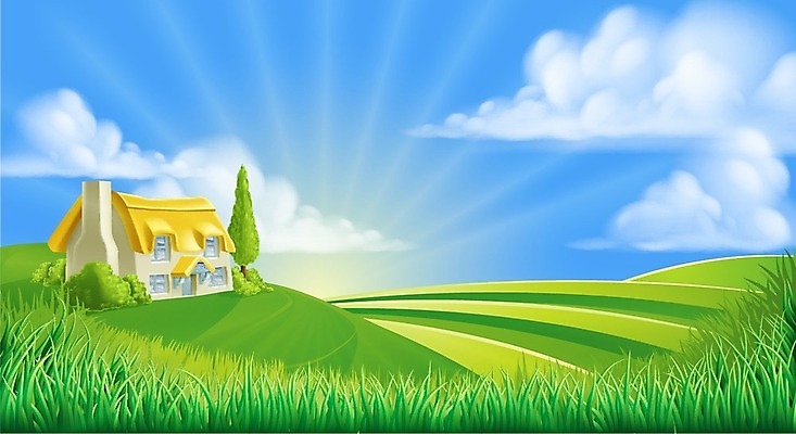 EPS 해외이미지 나무 영어 백그라운드 밭 농업 일러스트 하늘 주택 풍경 초록색 여름 파란색 농작물 햇빛 태양 농가 농장 농경지 일출 정원 일몰 봄 새벽 광선 흰색 시골 농부 만화 땅 언덕 시골집 장면 밀짚 외양간 밭일 볏집 이상 해외202004 해외일러스트 자연요소 식물 직업 문자 계절 산업 컬러 건물 노을 짚 파일형식 벡터 이미지허브