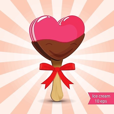 EPS 해외이미지 리본 분홍색 백그라운드 일러스트 아이스크림 발렌타인데이 빨간색 초콜릿 냉동 만화 해외202004 해외일러스트 컬러 데이이벤트 디저트 파일형식 벡터 이미지허브