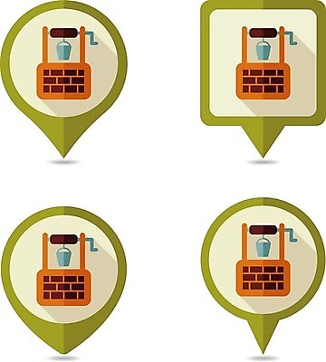 EPS 해외이미지 일러스트 사람없음 세트 위치 우물 GPS 해외202004 해외일러스트 파일형식 벡터 이미지허브