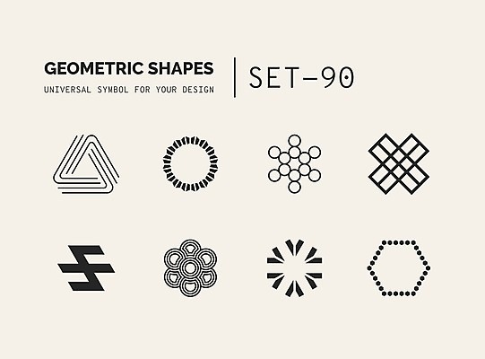 EPS 해외이미지 문양 디자인 선 일러스트 추상 사람없음 세트 사각형 원형 삼각형 심볼 라인아트 심플 육각형 지오메트릭 해외202004 해외일러스트 도형 무늬 파일형식 벡터 이미지허브