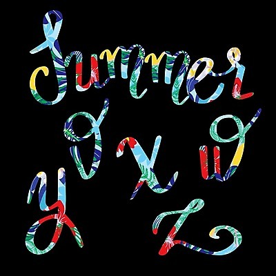 EPS 해외이미지 백그라운드 일러스트 타이포그라피 사람없음 검은색 트로피컬아트 해외202004 해외일러스트 문자 컬러 그림 파일형식 벡터 이미지허브