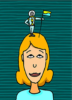 EPS 해외이미지 여자 컨셉 일러스트 아이디어 금발 우주비행사 깃발 작음 만화 명상 긍정 해외202004 해외일러스트 헤어스타일 사람 우주 크기 파일형식 벡터 이미지허브