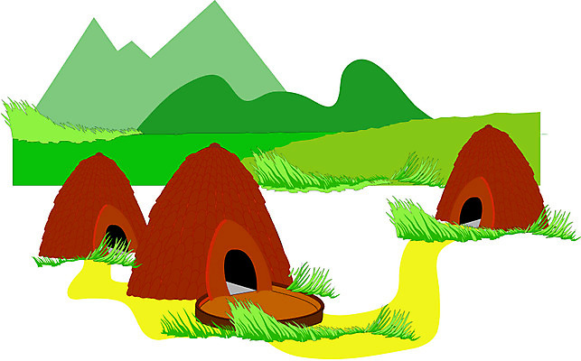 EPS 클립아트 한국문화 한국전통 시설물 건축 고건축 한국건축 일러스트 산 주택 초원 사람없음 야외 동양건축 움집 국내일러스트 동양문화 전통 건축물 한국 건물 파일형식 벡터 동양