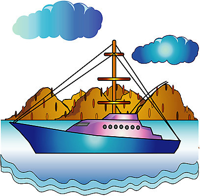 EPS 주간 클립아트 구름 바다 수상교통 일러스트 자연 산 풍경 사람없음 야외 유람선 크루즈 쾌속선 선박 국내일러스트 자연요소 교통수단 배_교통 생태계 파일형식 벡터