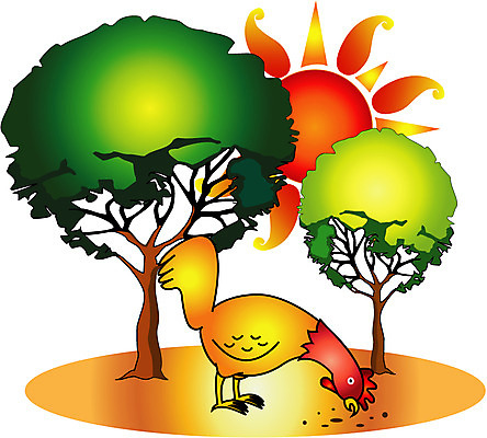 EPS 주간 클립아트 나무 식물 한마리 일러스트 자연 사람없음 야외 태양 닭 모이 수탉 국내일러스트 자연요소 1 조류 먹이 수컷 생태계 파일형식 벡터