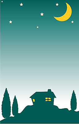 EPS 클립아트 나무 식물 일러스트 자연 밤하늘 하늘 주택 풍경 사람없음 야외 달 야간 민가 국내일러스트 자연요소 건물 생태계 파일형식 벡터