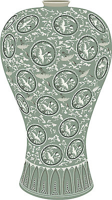 EPS 클립아트 한국문화 한국전통 전통 문양 일러스트 유물 사람없음 문화재 도자기 오브젝트 전통공예 고려청자 청자 청자상감운학문매병 국내일러스트 동양문화 한국 공예 국보 파일형식 벡터