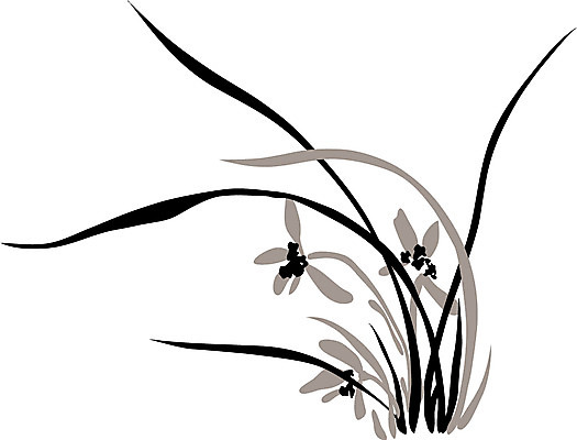 EPS 식물 한국문화 한국전통 전통 꽃 백그라운드 일러스트 수묵화 사람없음 난초 동양화 한국화 난초꽃 국내일러스트 동양문화 한국 미술 파일형식 벡터