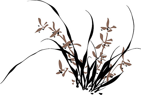 EPS 식물 한국문화 한국전통 전통 꽃 백그라운드 일러스트 수묵화 사람없음 난초 동양화 한국화 난초꽃 국내일러스트 동양문화 한국 미술 파일형식 벡터