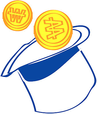 EPS 클립아트 모자 잡화 돈 일러스트 사람없음 금융 동전 원화 탑모자 국내일러스트 모자_잡화 경제 재산 파일형식 벡터