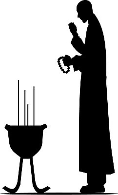 EPS 전신 클립아트 남자 실루엣 종교 불교 일러스트 흑백 한명 사람 20대 성인 승려 중 향 염주 향로 남자만 남자한명만 성인남자만 청년만 청년남자만 청년남자한명만 성인한명만 성인남자한명만 성인만 국내일러스트 1 촬영기법 청년 성직자 불교용품 파일형식 벡터