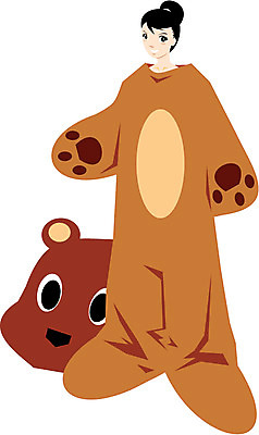 EPS 전신 클립아트 여자 일러스트 한명 사람 축제 이벤트의상 곰돌이의상 여자만 여자한명만 국내일러스트 1 옷 파일형식 벡터