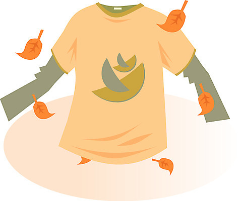 EPS 클립아트 옷 상의 티셔츠 낙엽 일러스트 나뭇잎 사람없음 가을옷 국내일러스트 셔츠 잎 파일형식 벡터 가을_계절