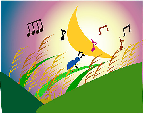 EPS 클립아트 식물 음악 곤충 음표 일러스트 갈대 초원 사람없음 야외 문 계곡 달 가을 달밤 벌레 야간 언덕 멜로디 국내일러스트 자연요소 동물 기호 계절 문화예술 파일형식 벡터