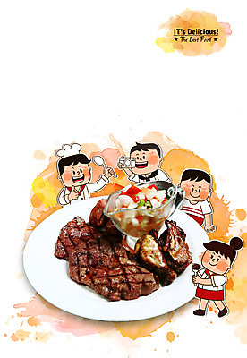 PSD 편집이미지 여자 남자 어린이 음식 포토일러 함께함 육류 스테이크 사람 여러명 카메라 숟가락 시원함 어린이만 이미지편집 다수 컨셉 식재료 서양음식 수저 전자제품 파일형식