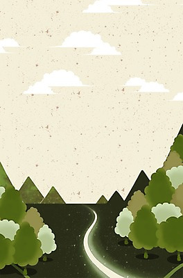 PSD 나무 구름 길 백그라운드 일러스트 자연 하늘 산 사람없음 숲 국내일러스트 자연요소 식물 생태계 파일형식