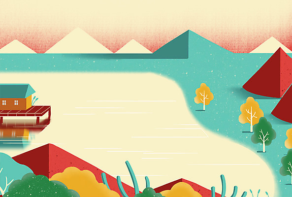 PSD 나무 호수 백그라운드 일러스트 자연 산 주택 사람없음 나뭇가지 풀 가교 국내일러스트 식물 건축물 건물 생태계 파일형식