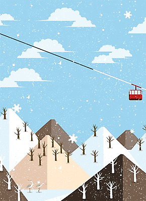 PSD 구름 계절 백그라운드 겨울 일러스트 자연 조류 하늘 산 사람없음 눈 겨울산 케이블카 겨울배경 국내일러스트 자연요소 동물 날씨 생태계 파일형식