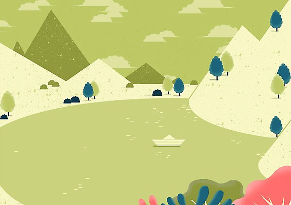 PSD 나무 구름 호수 물결 백그라운드 일러스트 자연 산 사람없음 풀 조각배 국내일러스트 자연요소 식물 배_교통 생태계 파일형식