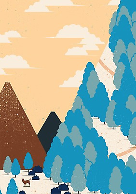 PSD 나무 구름 길 백그라운드 일러스트 자연 하늘 산 사람없음 풀 개 숲 산길 국내일러스트 자연요소 식물 포유류 생태계 파일형식