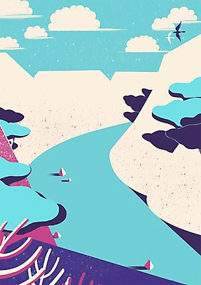 PSD 나무 구름 백그라운드 일러스트 자연 조류 하늘 산 사람없음 물 강 나뭇가지 풀 국내일러스트 자연요소 식물 동물 생태계 파일형식