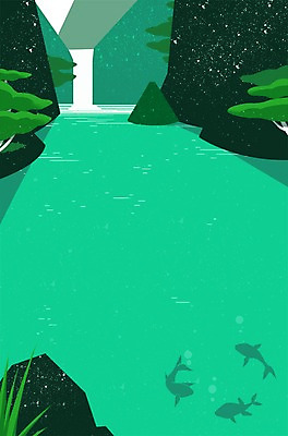 PSD 나무 물결 백그라운드 일러스트 자연 산 어류 사람없음 물 돌_바위 물방울 나뭇가지 풀 개울 국내일러스트 자연요소 식물 강 수중동물 생태계 파일형식