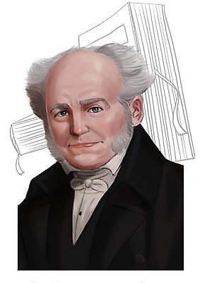 PSD 서양인 외국인 남자 일러스트 한명 사람 상반신 성인 책 과거 위인 철학자 쇼펜하우어 남자만 남자한명만 성인남자만 성인만 국내일러스트 직업 1 컨셉 인종 파일형식