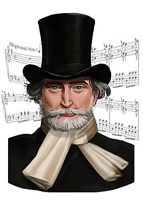 PSD 서양인 외국인 모자 남자 일러스트 한명 사람 상반신 성인 목도리 음악가 악보 과거 위인 주세페베르디 남자만 남자한명만 성인남자만 성인만 국내일러스트 직업 1 잡화 음악 컨셉 인종 파일형식