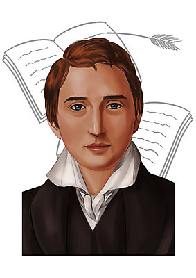 PSD 서양인 외국인 남자 일러스트 한명 사람 상반신 성인 책 작가 과거 위인 깃펜 하이네 남자만 남자한명만 성인남자만 성인만 국내일러스트 직업 1 컨셉 인종 파일형식