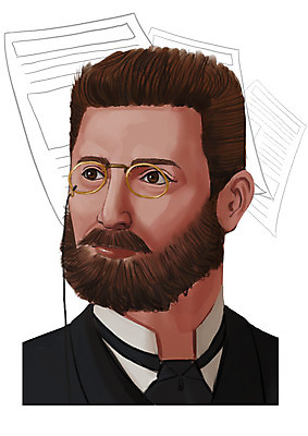 PSD 서양인 외국인 남자 일러스트 한명 사람 상반신 성인 신문 과거 위인 조셉퓰리처 신문인 남자만 남자한명만 성인남자만 성인만 국내일러스트 직업 1 컨셉 인종 간행물 뉴스 파일형식