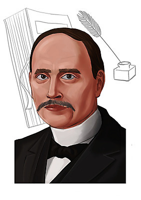 PSD 서양인 외국인 남자 일러스트 잉크 한명 사람 상반신 성인 책 소설가 과거 위인 깃털펜 로맹롤랑 남자만 남자한명만 성인남자만 성인만 국내일러스트 1 컨셉 인종 펜 작가 파일형식