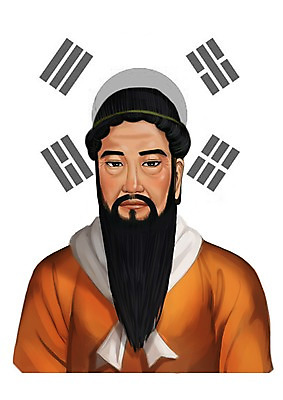 PSD 남자 일러스트 한명 사람 동양인 상반신 성인 한국인 국기 태극기 과거 위인 개천절 단군 남자만 남자한명만 성인남자만 성인만 국내일러스트 1 컨셉 인종 공휴일 국경일 단군신화 파일형식