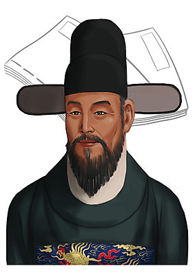 PSD 남자 일러스트 한명 사람 동양인 상반신 성인 책 한국인 과거 위인 이항복 남자만 남자한명만 성인남자만 성인만 국내일러스트 1 컨셉 인종 파일형식