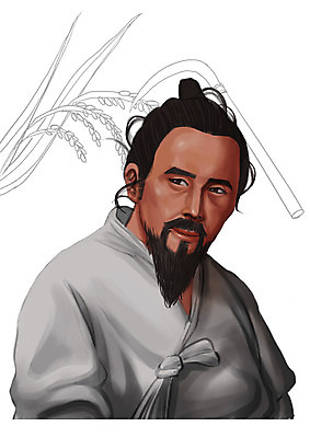 PSD 남자 일러스트 한명 사람 동양인 상반신 성인 한국인 벼 과거 위인 낫 전봉준 남자만 남자한명만 성인남자만 성인만 국내일러스트 1 컨셉 곡류 인종 파일형식