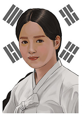 PSD 여자 일러스트 한명 사람 상반신 성인 한국인 국기 태극기 한복 삼일절 과거 위인 독립운동가 유관순 여자만 여자한명만 성인여자만 성인만 국내일러스트 1 한국전통 컨셉 동양인 공휴일 전통의상 국경일 파일형식