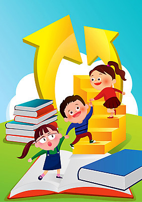 주간 여자 남자 화살표 어린이라이프 어린이 일러스트 사람 야외 책 세명 계단 손잡기 호기심 오르기 천진난만 어린이만 국내일러스트 AI파일 자연요소 라이프스타일 감정 컨셉 모션 파일형식 벡터