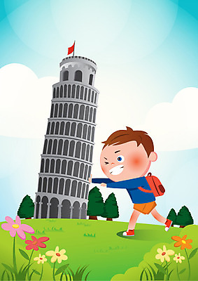 주간 나무 식물 남자 꽃 어린이라이프 어린이 여행 일러스트 한명 사람 야외 호기심 피사의사탑 천진난만 남자만 남자한명만 어린이만 소년만 소년한명만 국내일러스트 AI파일 자연요소 1 라이프스타일 감정 컨셉 이탈리아 세계문화유산 파일형식 벡터