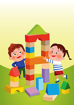 여자 남자 어린이라이프 어린이 일러스트 놀이 사람 두명 쌓기 블록 호기심 천진난만 어린이만 국내일러스트 AI파일 라이프스타일 감정 컨셉 모션 파일형식 벡터