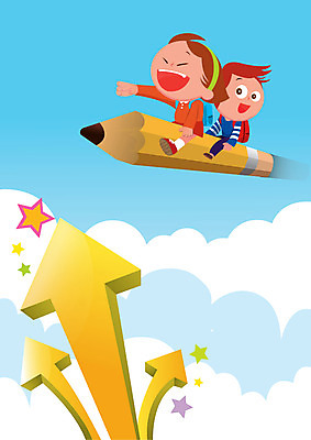 구름 여자 남자 화살표 어린이라이프 별 어린이 가방 일러스트 사람 연필 비행 호기심 천진난만 어린이만 국내일러스트 AI파일 자연요소 라이프스타일 잡화 감정 컨셉 학용품 필기구 파일형식 벡터