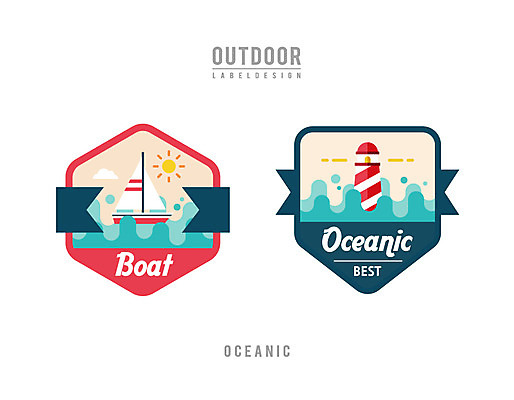 구름 바다 일러스트 레저 등대 아웃도어 사람없음 태양 라벨 캠핑 보트 선박 국내일러스트 AI파일 자연요소 수상교통 배_교통 프레임 파일형식 벡터