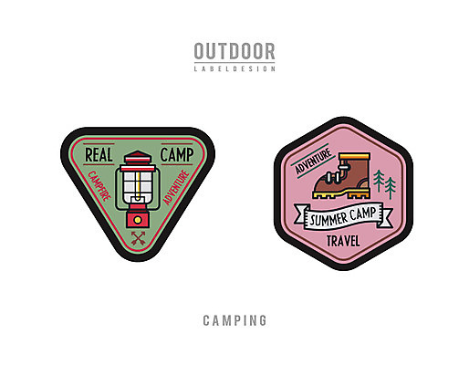 계절 여행 신발 일러스트 레저 아웃도어 사람없음 여름 라벨 캠핑 랜턴 국내일러스트 AI파일 조명 프레임 파일형식 벡터