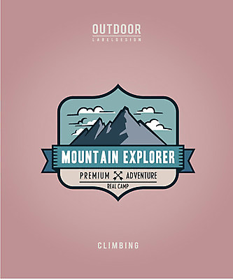 구름 일러스트 레저 산 아웃도어 사람없음 라벨 캠핑 국내일러스트 AI파일 자연요소 프레임 파일형식 벡터