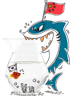 동물 편집이미지 캐릭터 아시아 별 비즈니스 포토일러 한국 어류 사람없음 글로벌비즈니스 중국 깃발 국기 태극기 어항 오성홍기 금붕어 상어 이미지편집 AI파일 자연요소 나라 글로벌 수중동물 파일형식 벡터