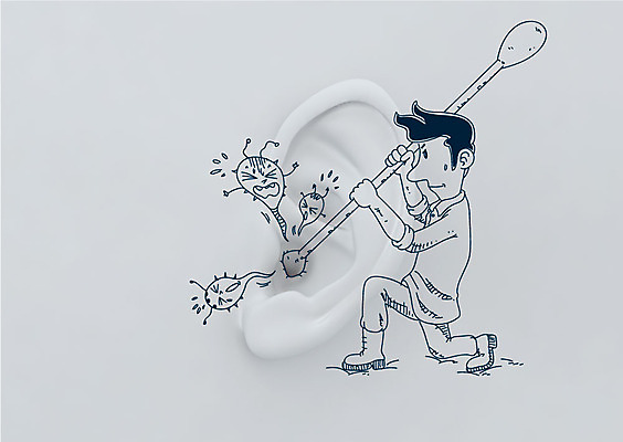 편집이미지 캐릭터 남자 포토일러 건강 병원 한명 사람 옆모습 신체부위 치료 질병 귀 박테리아 균 면봉 이비인후과 남자만 남자한명만 이미지편집 AI파일 1 뷰포인트 의학 파일형식 벡터